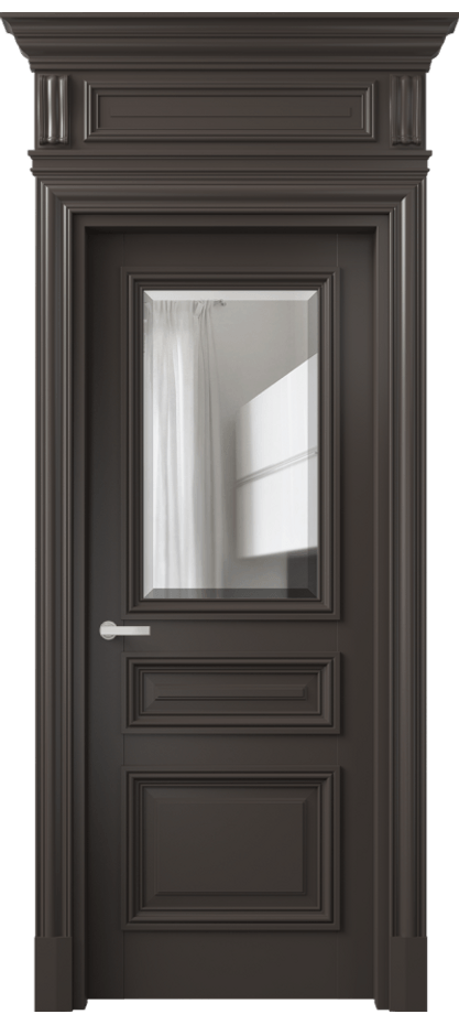 Межкомнатная дверь Антик 7304 Матовый антрацит Прозрачное стекло с фацетом Цена 162309 ₽ | Volhovec