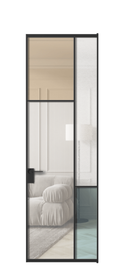 Межкомнатная дверь Mosaic АЛПЛ041.10 Алюминий Черный Комбинация стекол Группы 1 и Группы 3 Цена 160290 ₽ | Volhovec