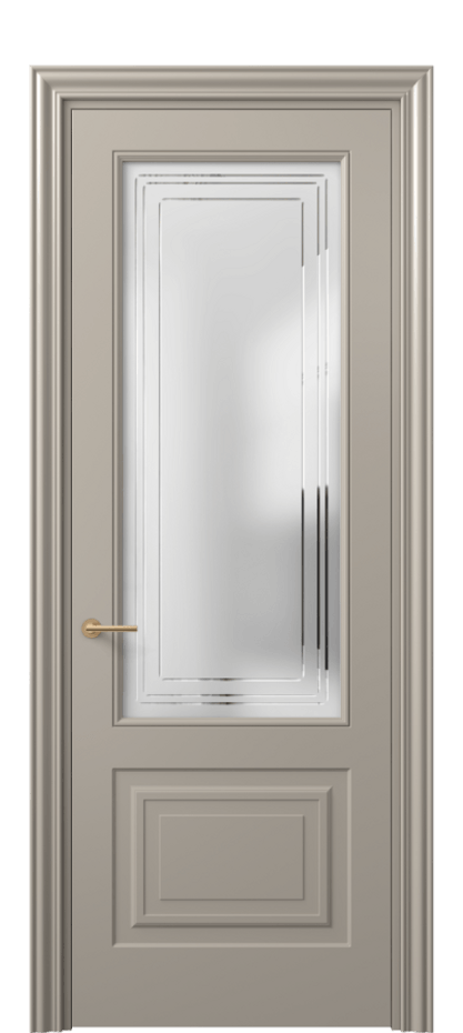 Межкомнатная дверь Mascot 8452 Матовый бисквитный Сатинированное стекло с гравировкой "Грани", триплекс, 7 мм Цена 62079 ₽ | Volhovec