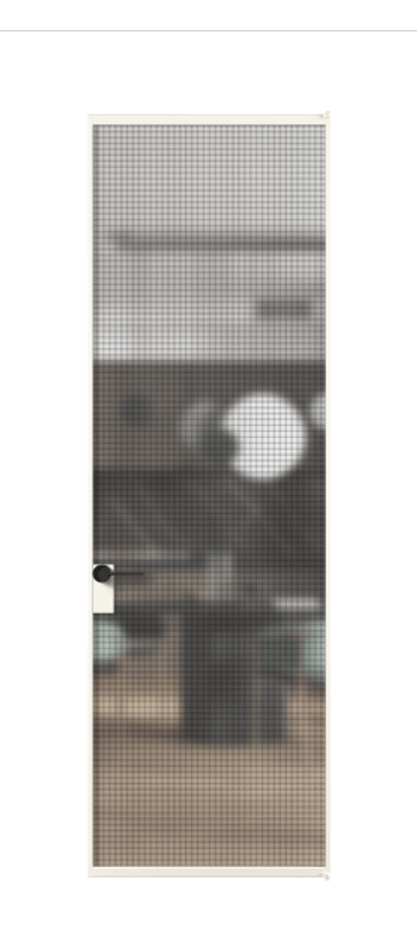 Алюминиевая дверь АЛПЛ040.01 Алюминий пудровый белый Декоративное стекло с сеткой "Mesh silver", триплекс Цена 112892  | Volhovec