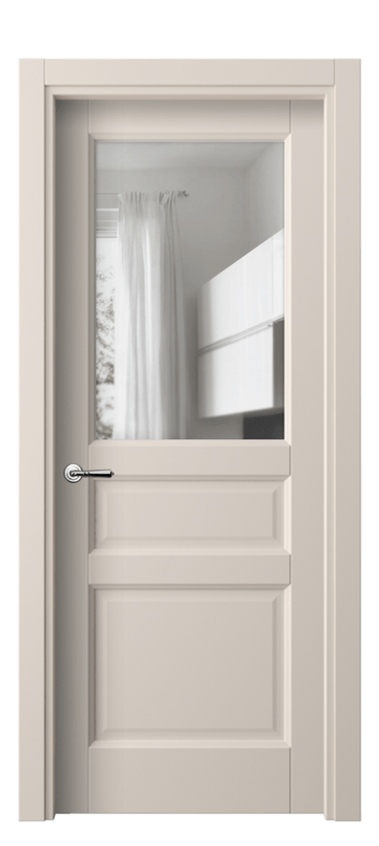 Межкомнатная дверь Галант 1432 ПЭТ пудровый бежевый Прозрачное стекло Цена 1470 AZE | Volhovec