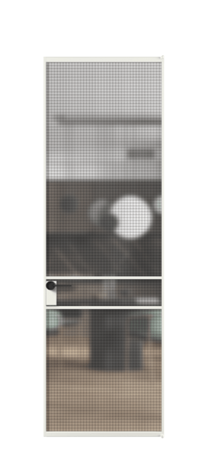 Алюминиевая дверь АЛПЛ040.02 Алюминий светло-серый Декоративное стекло с сеткой "Mesh silver", триплекс Цена 130370  | Volhovec