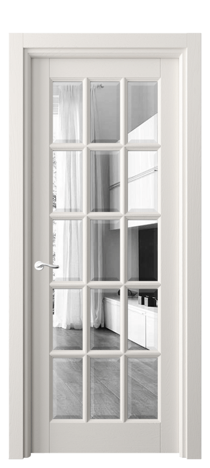 Межкомнатная дверь Лигнум 0708 Дуб пудровый белый Двустороннее зеркало с фацетом, триплекс Цена 33373000 so'm | Volhovec