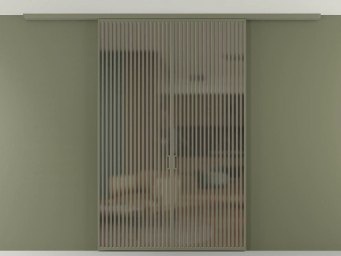 Перегородка Формато вдоль стены на потолок 2 створки АЛПР 040.06 Алюминий оливковый тёмный Сатинированное бронзовое стекло, триплекс Цена 443520 ₽ | Volhovec