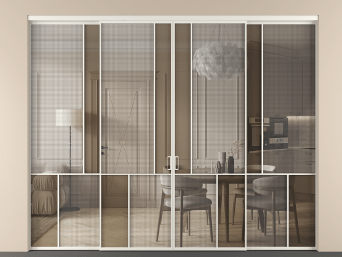 Перегородка Mosaic внутри проема четырёхстворчатая #VENDORCODE# #FURNISH# #GLASS# Цена #PRICE#  | Volhovec