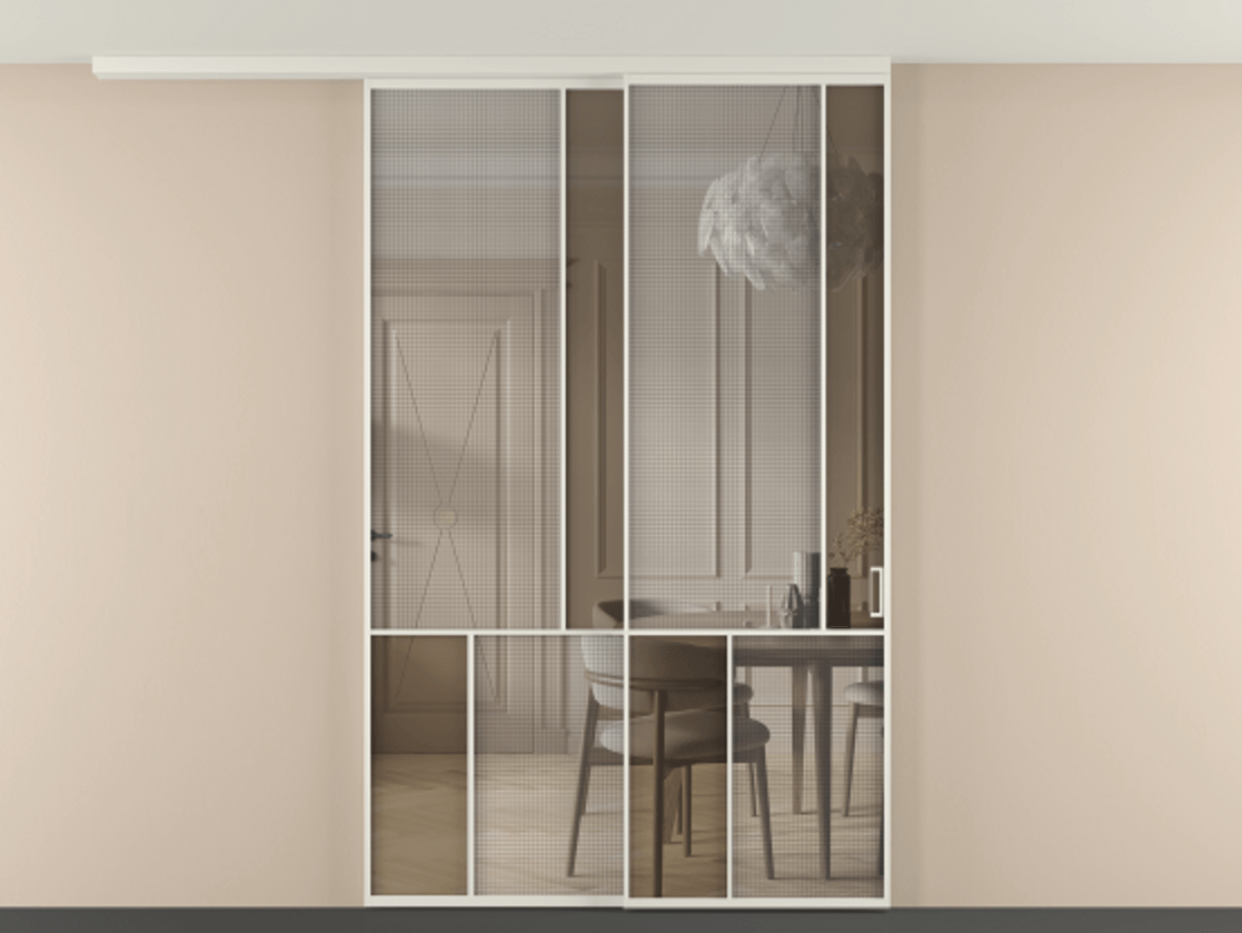Перегородка Mosaic вдоль стены телескопик синхро-2 #VENDORCODE# #FURNISH# #GLASS# Цена #PRICE#  | Volhovec