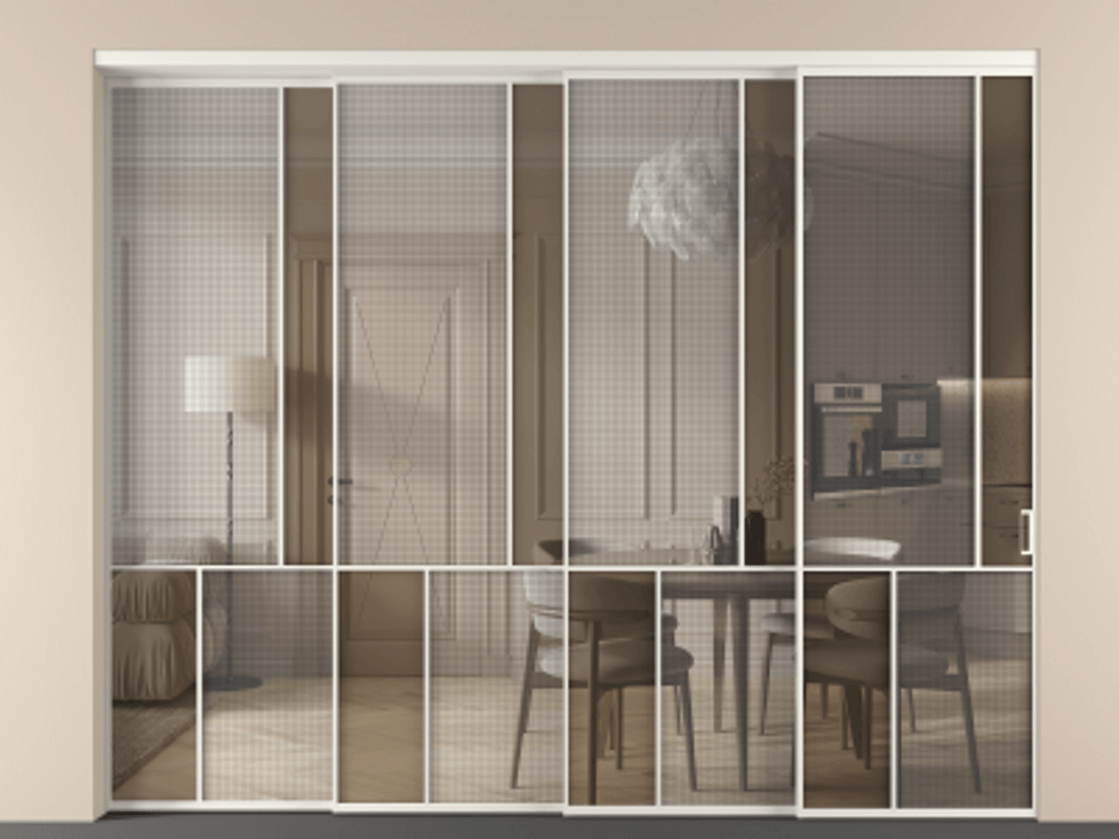 Перегородка Mosaic внутри проема телескопик синхро-4 #VENDORCODE# #FURNISH# #GLASS# Цена #PRICE#  | Volhovec