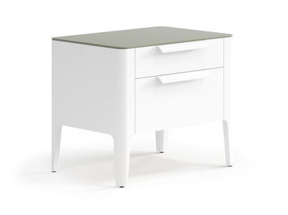 Мебель Тумба прикроватная Piega 2 ящика. Цвет Матовый светло-серый. Материал Гладкая эмаль. Коллекция Тумба прикроватная Piega 2 ящика. Картинка.