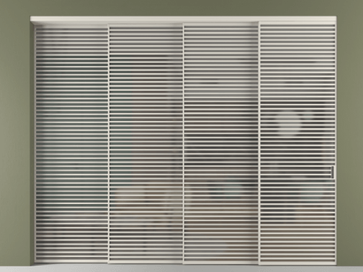 Алюминевая перегородка АЛПР 040.07_АОС_Серый сатин триплекс_new. Цвет Алюминий облачно-серый. Материал Алюминий в эмали. Коллекция Перегородка Formato внутри проёма телескопик синхро 3. Картинка.