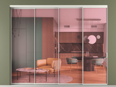 Алюминевая перегородка АЛПР 040.01_АСР_ПРОЗ РОЗ_new. Цвет Алюминий серый. Материал Алюминий в эмали. Коллекция Перегородка Formato внутри проёма телескопик синхро 3. Картинка.