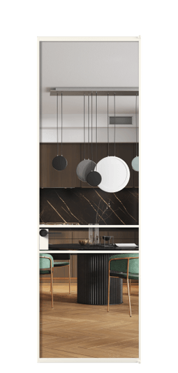 Дверь межкомнатная АЛПЛ040.02 АПБЛ Crystalvision. Цвет Алюминий пудровый белый. Материал Алюминий в эмали. Коллекция Формато. Картинка.