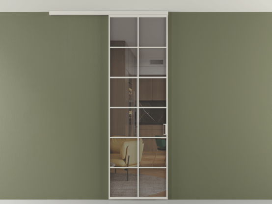 Алюминевая перегородка vd1_05 Алюминий тёплый серый Серый прозрачное. Цвет Алюминий тёплый серый. Материал Алюминий в эмали. Коллекция Перегородка Формато вдоль стены на потолок 1 створка. Картинка.