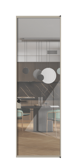 Дверь межкомнатная АЛПЛ040.01 АБСК Алюминий бисквитный Stopsol Clear прозрачное. Цвет Алюминий бисквитный. Материал Алюминий в эмали. Коллекция Formato. Картинка.