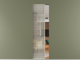 Алюминевая перегородка АЛПР 040.077 ММБ Stopsol Clear. Цвет Алюминий молочно-белый. Материал Алюминий в эмали. Коллекция Перегородка Формато скрытый пенал 1 створка. Картинка.