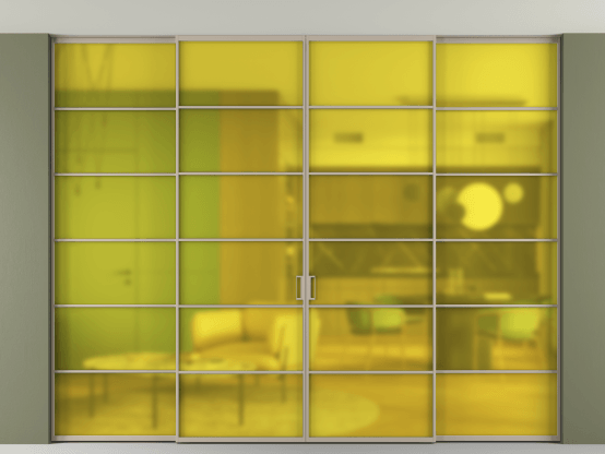 Алюминевая перегородка АЛПР 040.04_АБСК_САТ ЖЕЛ_new. Цвет Алюминий бисквитный. Материал Алюминий в эмали. Коллекция Перегородка Formato внутри проёма скрытое крепление в потолок 4 створки. Фото. Алюминевая перегородка АЛПР 040.04_АБСК_САТ ЖЕЛ_new. Цвет Алюминий бисквитный. Материал Алюминий в эмали. Коллекция Перегородка Formato внутри проёма скрытое крепление в потолок 4 створки. Картинка.