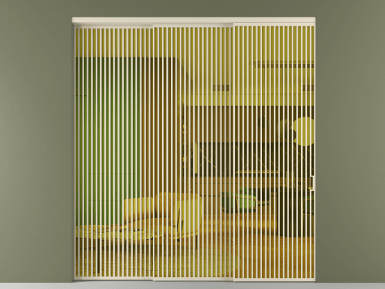 Алюминевая перегородка vn3_06_ Алюминий бежево-серый Прозрачное жёлтое стекло, триплекс, 6мм. Цвет Алюминий бежево-серый. Материал Алюминий в эмали. Коллекция Перегородка Формато внутри проёма 3 створки с синхронным механизмом. Картинка.