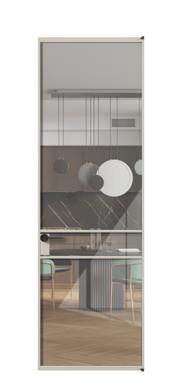 Дверь межкомнатная АЛПЛ040.02 АСБЖ Алюминий светло-бежевый Stopsol Clear прозрачное. Цвет Алюминий светло-бежевый. Материал Алюминий в эмали. Коллекция Formato. Картинка.