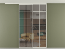 Перегородка Формато вдоль стены на потолок 2 створки с синхронным механизмом