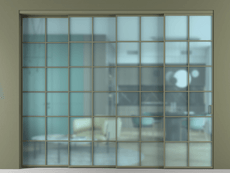 Перегородка Formato внутри проёма 4 створки с синхронным механизмом