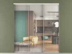 Перегородка Формато внутри проёма 3 створки с синхронным механизмом