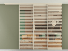 Перегородка Formato вдоль стены на потолок 3 створки с синхронным механизмом