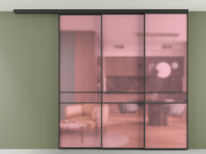 Перегородка Formato вдоль стены на потолок 3 створки с синхронным механизмом