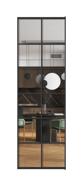 Дверь межкомнатная АЛПЛ040.05 Crystalvision ЧЕР. Цвет Алюминий Черный. Материал Алюминий. Коллекция Formato. Картинка.