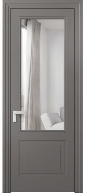 Дверь межкомнатная 8352 МКЛС Двустороннее зеркало. Цвет Матовый классический серый. Материал Гладкая эмаль. Коллекция Rocca. Картинка.