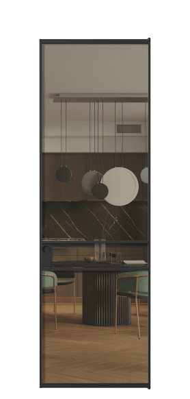 Дверь межкомнатная АЛПЛ040.02 Бронза триплекс ЧЕР. Цвет Алюминий Черный. Материал Алюминий. Коллекция Formato. Картинка.